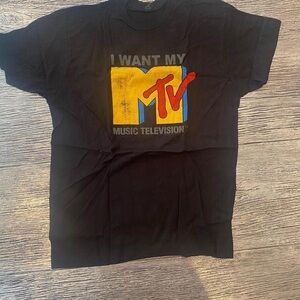 MTV Black Tee with Yellow and Red Logo